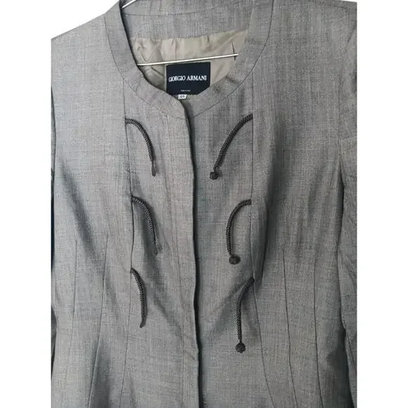 Giorgio Armani Gray Wool Silk Blend Jacket Blazer Size 46 (US 12) Made in Italy - Picture 7 of 16